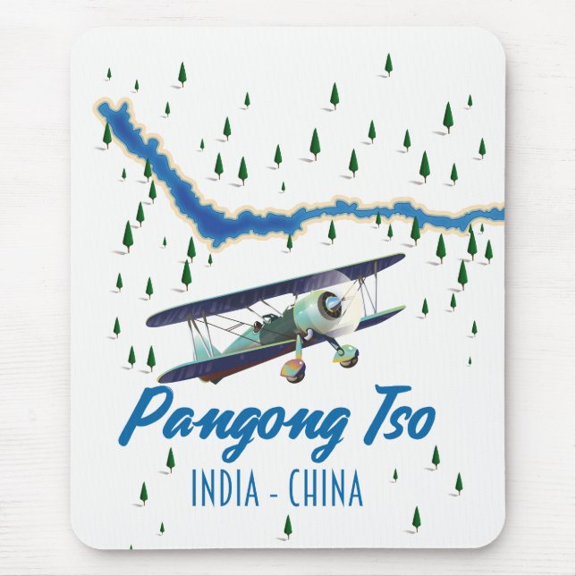 Pangong Tso India China map poster. Mouse Mat (Front)