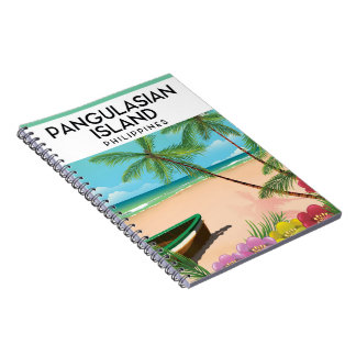 Pangulasian island beach travel poster. notebook