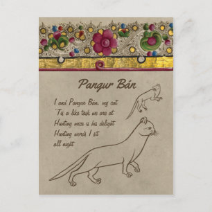 Pangur Bán Scholar and cat Old Irish poem CC1018 Postcard