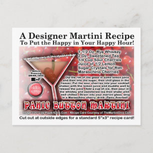Panic Button Martini Recipe Postcard