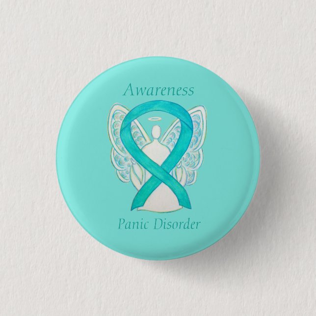 Panic Disorder Awareness Ribbon Angel Custom Pins (Front)