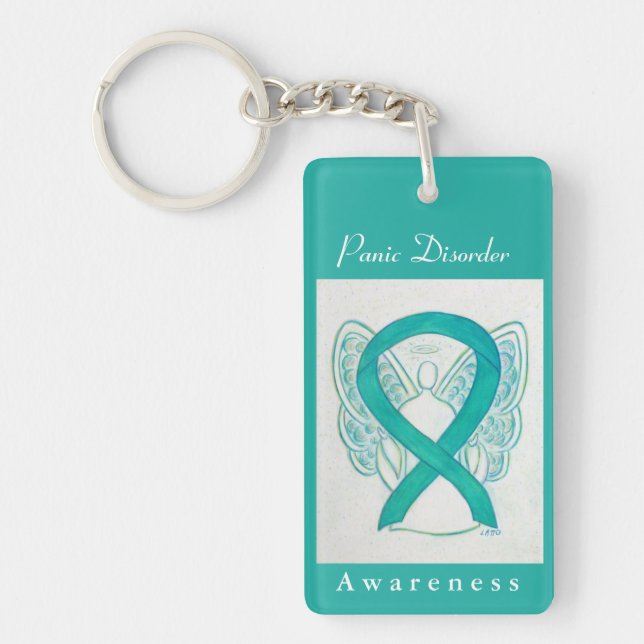 Panic Disorder Awareness Ribbon Angel Keychain (Front)