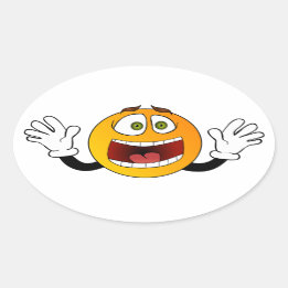 Panic Emoji Oval Sticker