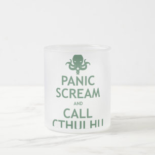 Panic Scream and Call Cthulhu Frosted Glass Coffee Mug