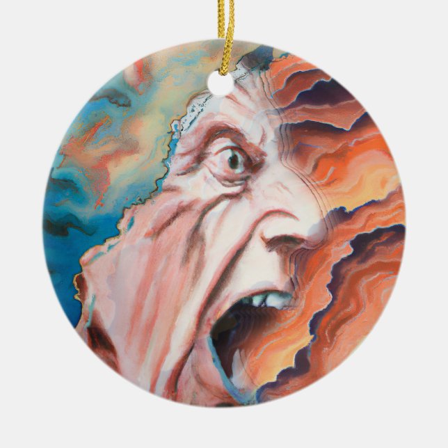 Panic Waves Oil Painting Ceramic Tree Decoration (Front)