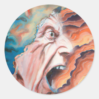 Panic Waves Oil Painting Classic Round Sticker