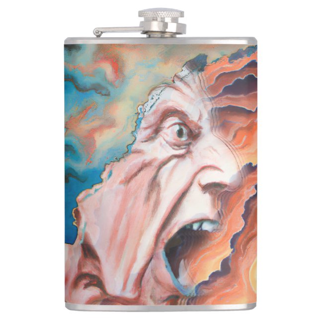 Panic Waves Oil Painting Hip Flask (Front)