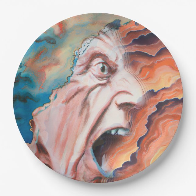 Panic Waves Oil Painting Paper Plate (Front)