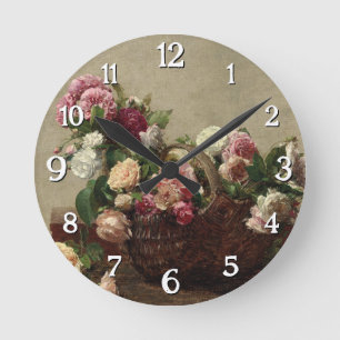 Panier de Roses – Henri Fantin-Latour Round Clock