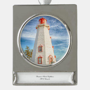 Panmure Island Lighthouse Silver Plated Banner Ornament