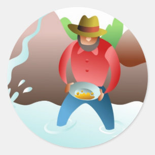Panning For Gold Classic Round Sticker