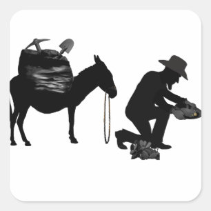 PANNING FOR GOLD SQUARE STICKER