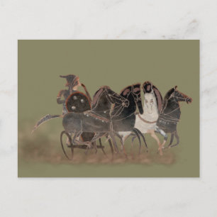 Panoply - Ancient Greek chariot and horses close Postcard