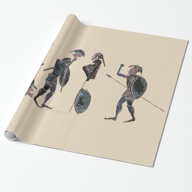 Panoply - Ancient Greek hoplites celebrating large Wrapping Paper (Unrolled)