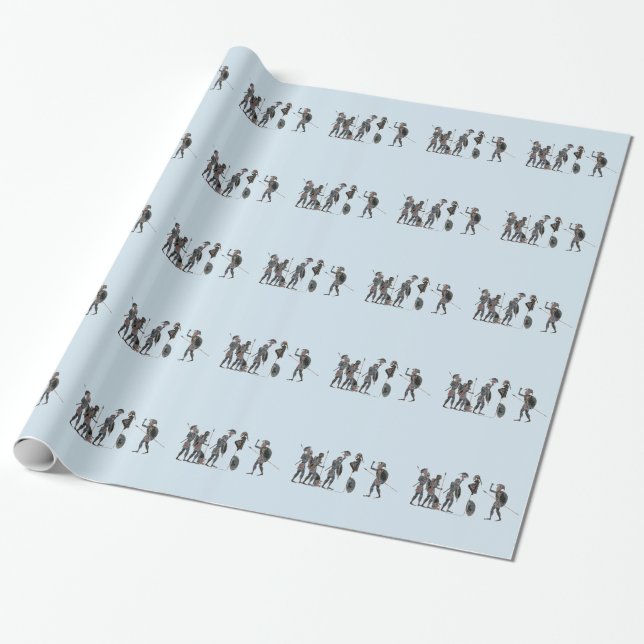 Panoply - Ancient Greek hoplites celebrating Wrapping Paper (Unrolled)
