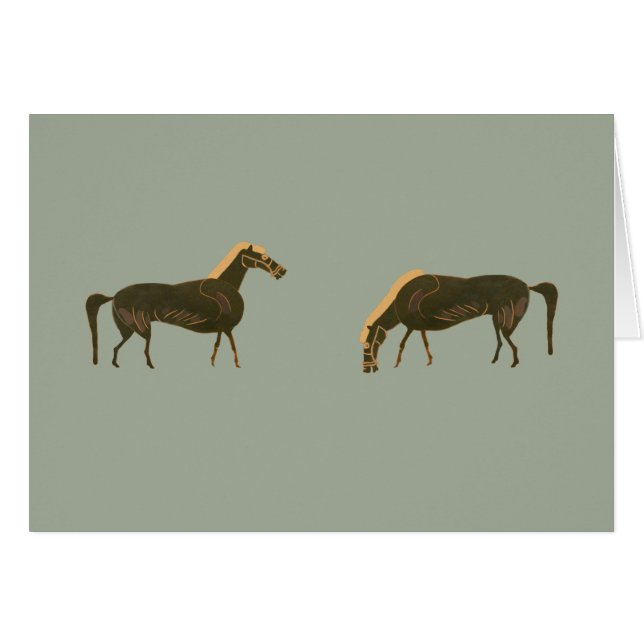 Panoply - Two ancient Greek horses grazing (Front Horizontal)