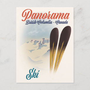 Panorama British Columbia Canada ski poster Postcard