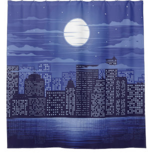 Panorama city of light illustration abstract,archi shower curtain