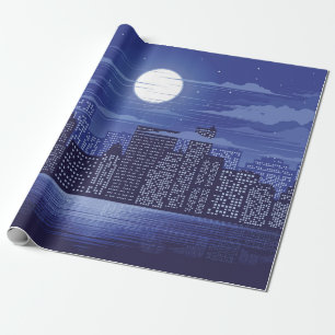 Panorama city of light illustration abstract,archi wrapping paper