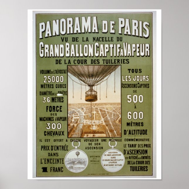 Panorama de Paris Vintage Travel Poster (Front)