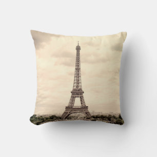 Panorama Eiffel Tower in Paris. France. Vintage vi Cushion