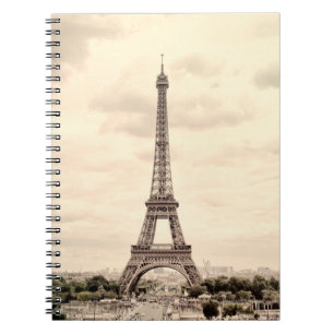 Panorama Eiffel Tower in Paris. France. Vintage vi Notebook