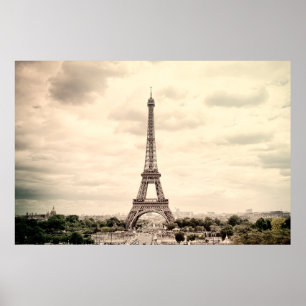 Panorama Eiffel Tower in Paris. France. Vintage vi Poster