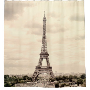 Panorama Eiffel Tower in Paris. France. Vintage vi Shower Curtain
