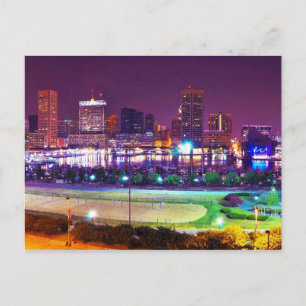 Panorama of Baltimore's Inner Harbour Night Skylin Postcard