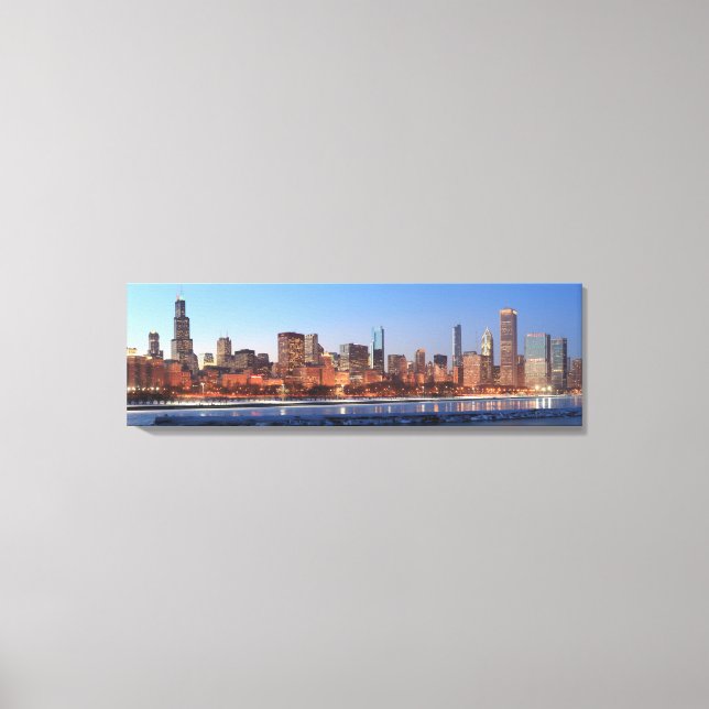 Panorama of Chicago, Illinois across Lake Canvas Print (Front)