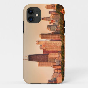 Panorama of Chicago skyline at sunrise iPhone 11 Case