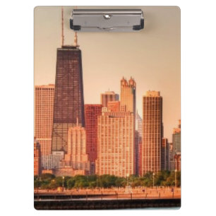 Panorama of Chicago skyline at sunrise Clipboard