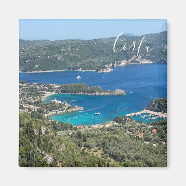 Panorama of Corfu island travel Magnet (Front)