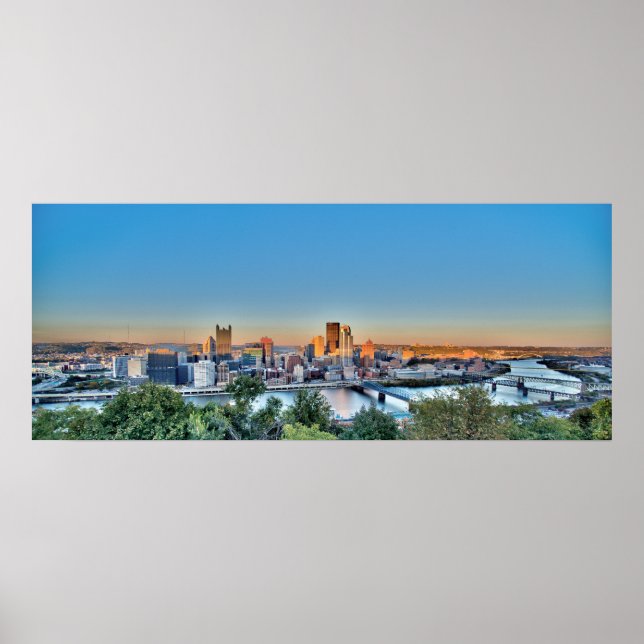 Panorama of Downtown Pittsburg Poster (Front)