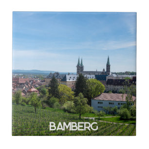 Panorama of historic old town of Bamberg, Germany Tile