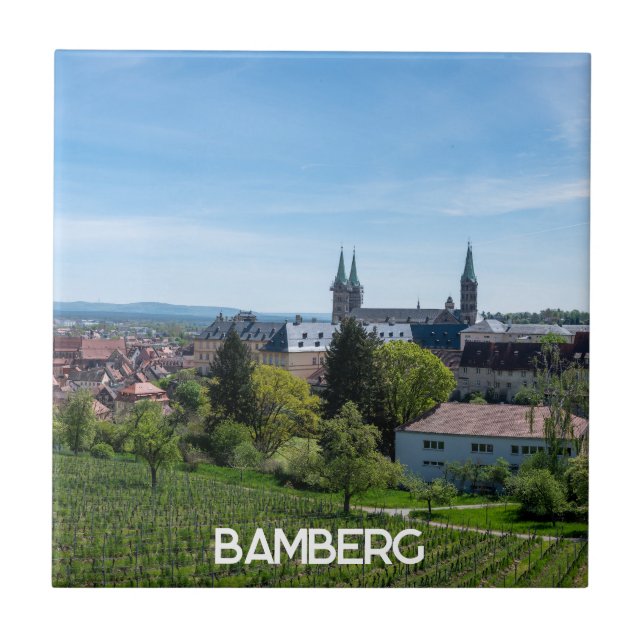 Panorama of historic old town of Bamberg, Germany Tile (Front)