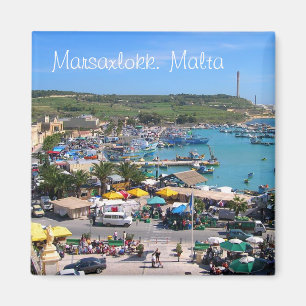 Panorama of Marsaxlokk harbour in Malta Magnet