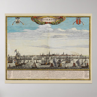 Panorama of old Amsterdam Poster