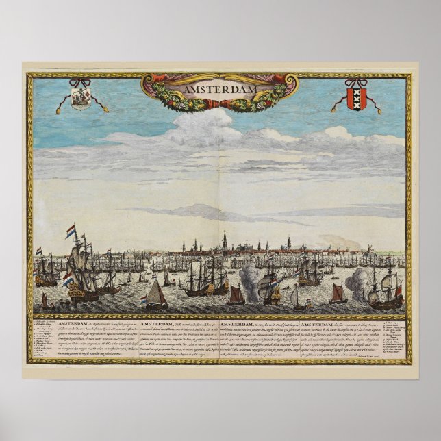 Panorama of old Amsterdam Poster (Front)