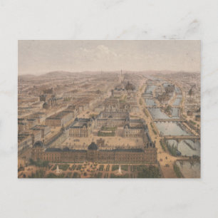 Panorama of Paris the Seine River and Louvre Postcard