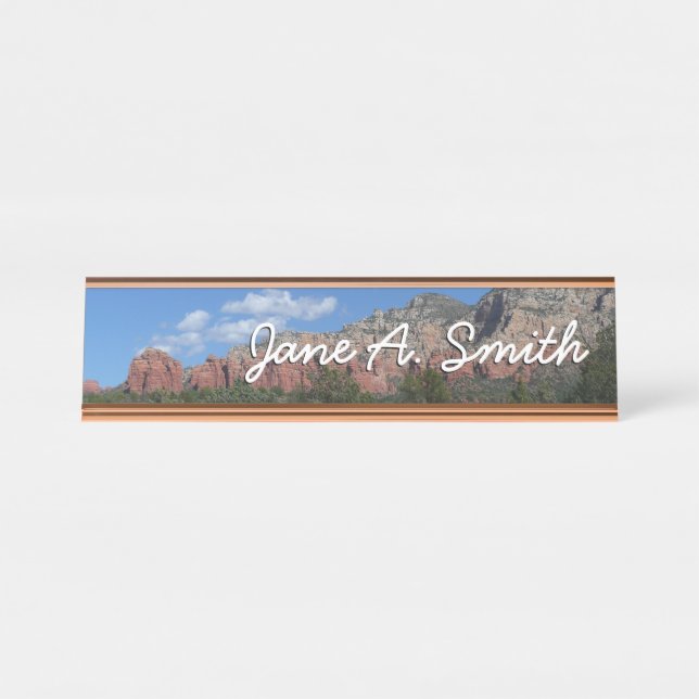 Panorama of Red Rocks in Sedona Arizona Desk Name Plate (Front)