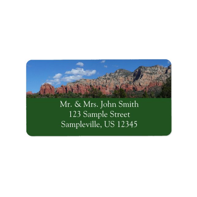 Panorama of Red Rocks in Sedona Arizona Label (Front)