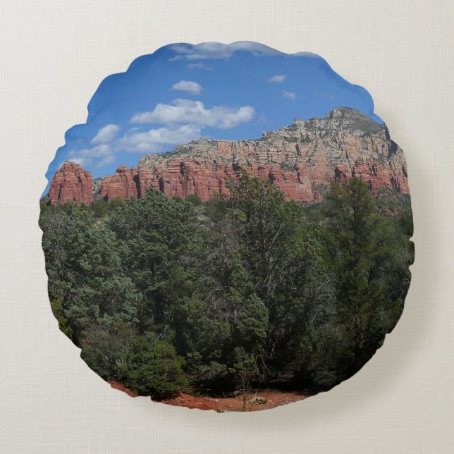 Panorama of Red Rocks in Sedona Arizona Round Cushion (Front)