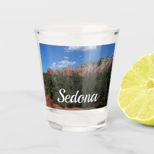Panorama of Red Rocks in Sedona Arizona Shot Glass