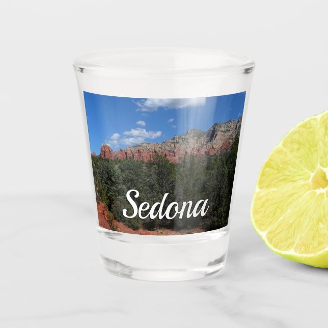 Panorama of Red Rocks in Sedona Arizona Shot Glass (Front)