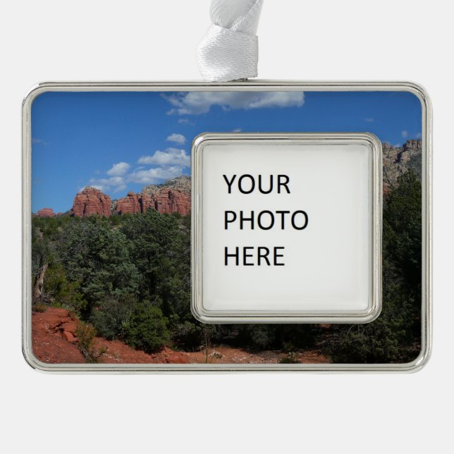 Panorama of Red Rocks in Sedona Arizona Silver Plated Framed Ornament (Front)