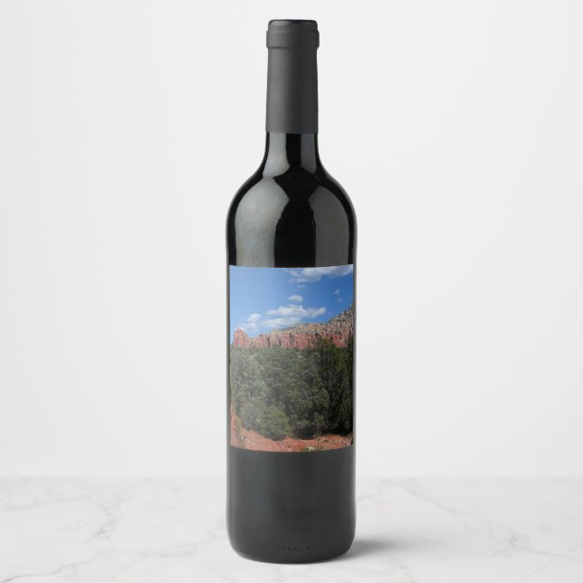Panorama of Red Rocks in Sedona Arizona Wine Label (Front)