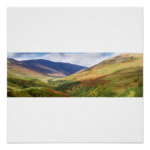 Panorama of Scottish Highlands Glossy Poster