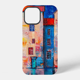 Panorama of street with colourful homes. Impressio iPhone 12 Case