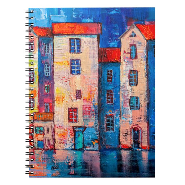 Panorama of street with colourful homes. Impressio Notebook (Front)
